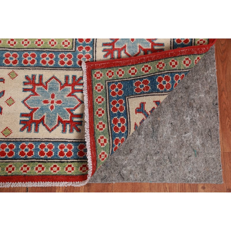 Hand Knotted Oriental 100% Wool Carpet Traditional Geometric Red Kazak Area Rug - 9' 6'' X 8' 0''