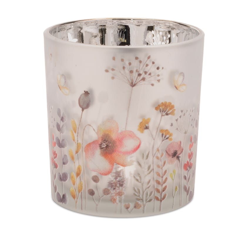 Frosted Wildflower Print Votive Holder (Set of 3)