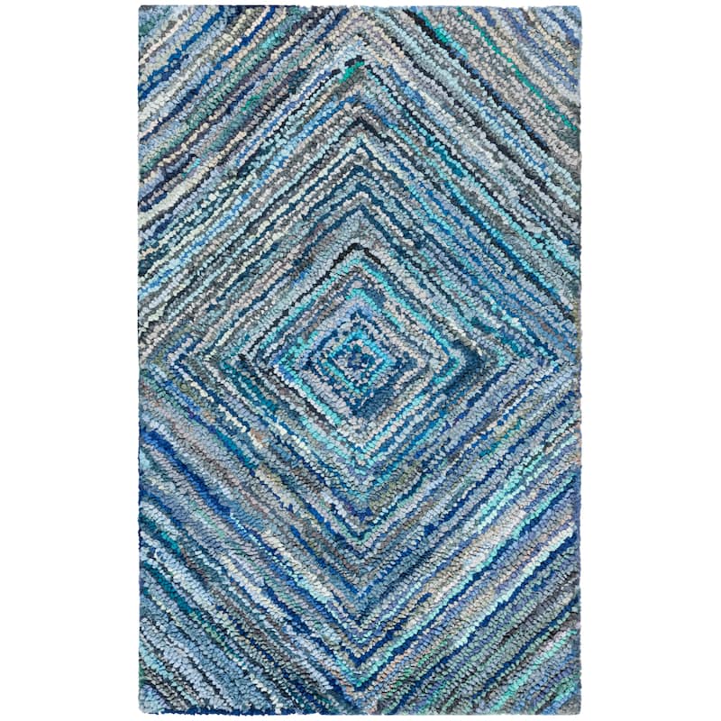 SAFAVIEH Handmade Nantucket Kontxesi Contemporary Cotton Rug - 3' x 5' - Blue