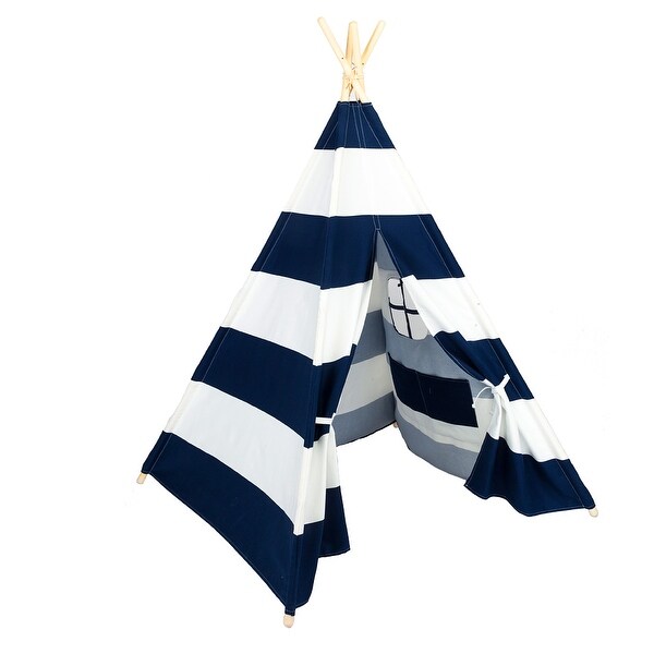 blue and white teepee tent