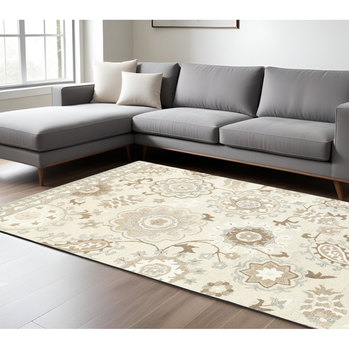 HomeRoots Life Floral Scandinavian Rectangle Area Rug