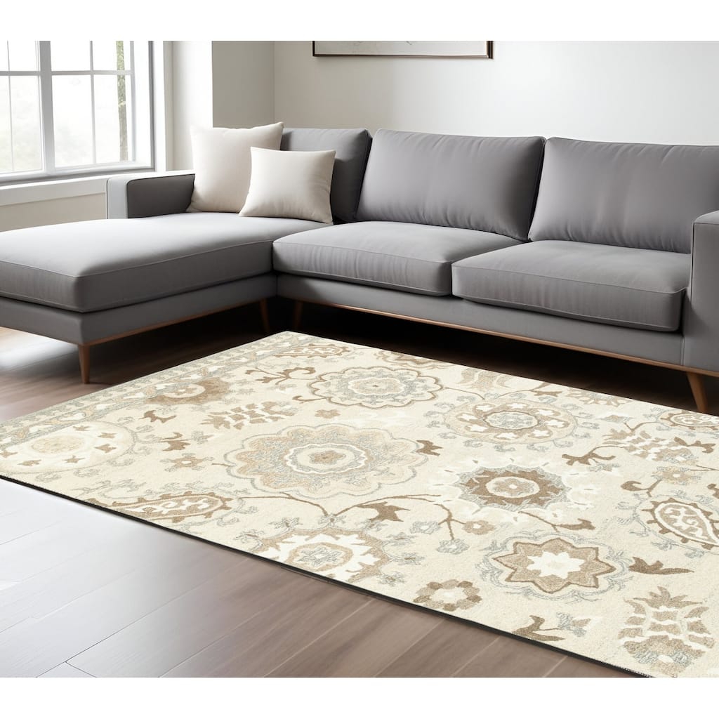 HomeRootsFloral Scandinavian Rectangle Area Rug