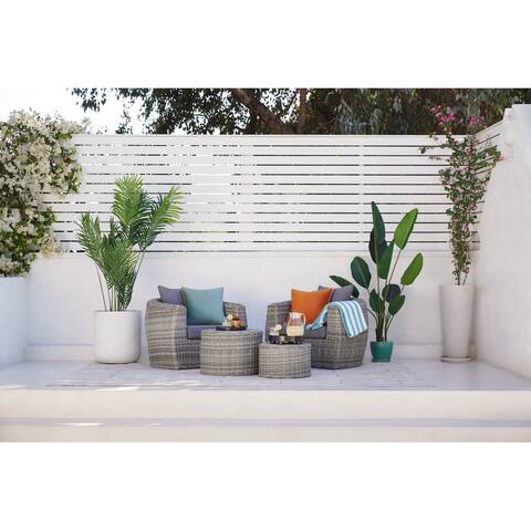 Abbyson Oana Outdoor Light Grey Rattan Chair and Table Set (Set of 2)