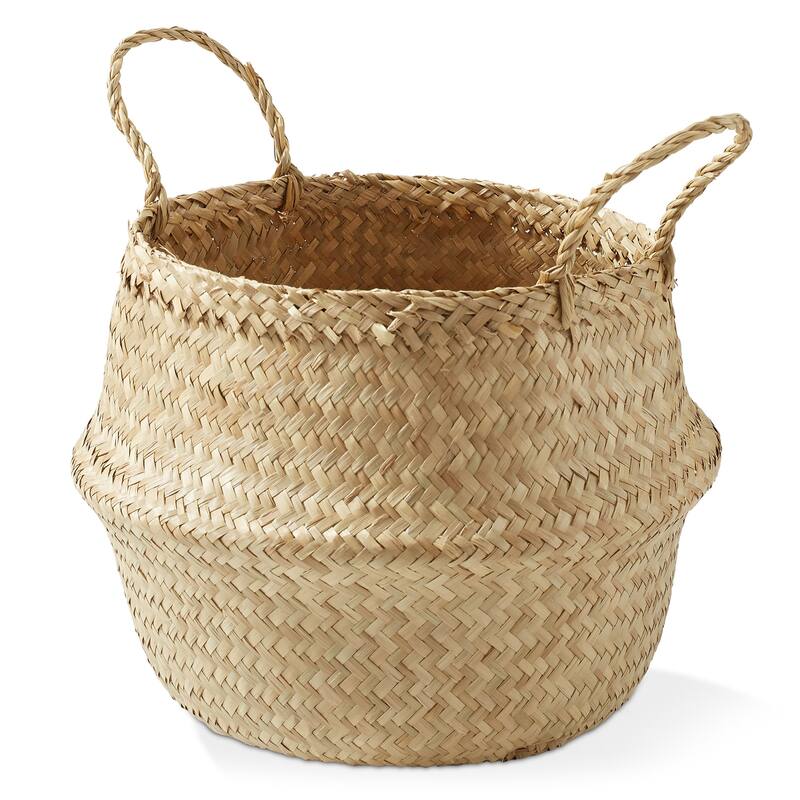 Seagrass Belly Basket Planters Woven Storage Bin Plant Pot Covers - Large