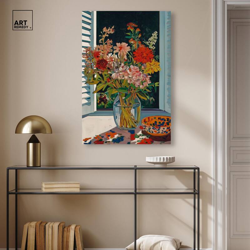 Vase on a Windowsill Canvas by Art Remedy, Gallery Wrapped