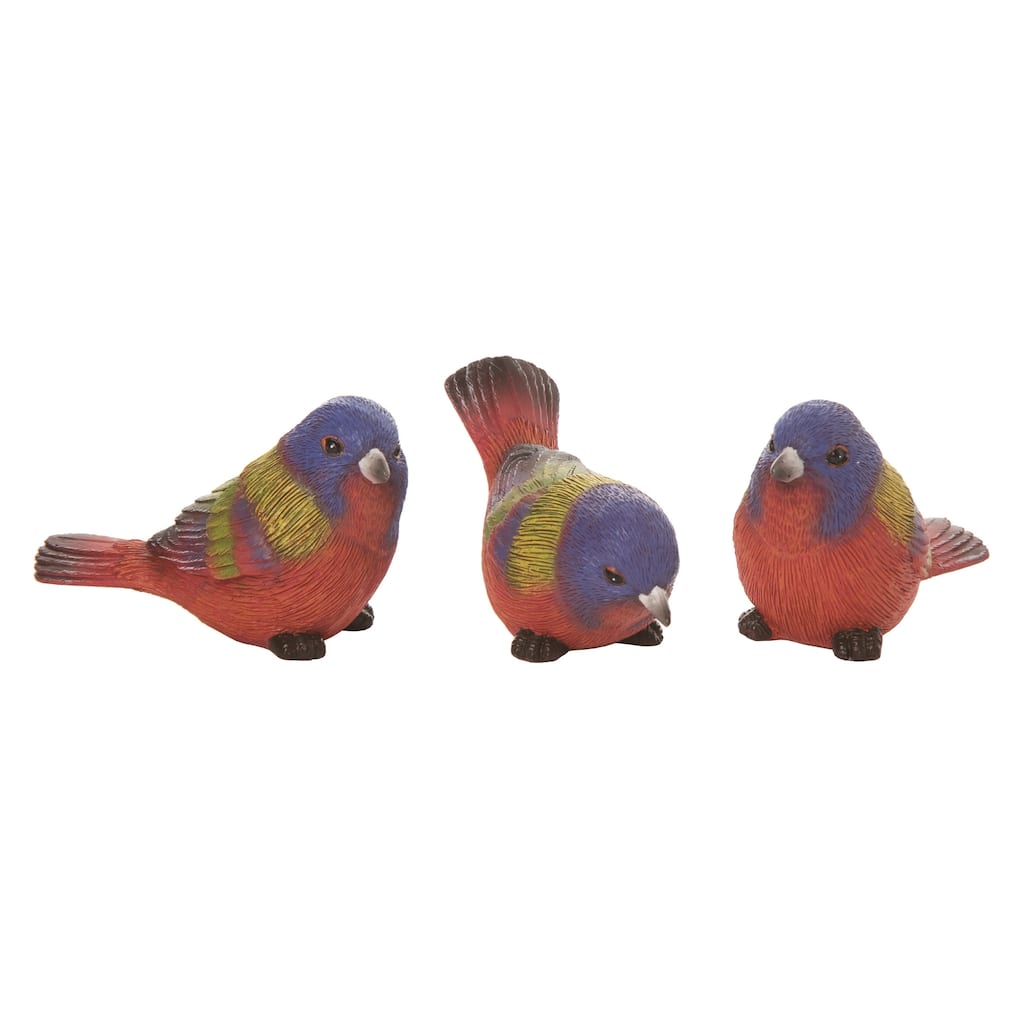 Transpac Resin 4" Multicolor Spring Painted Bunting Birds Set of 3