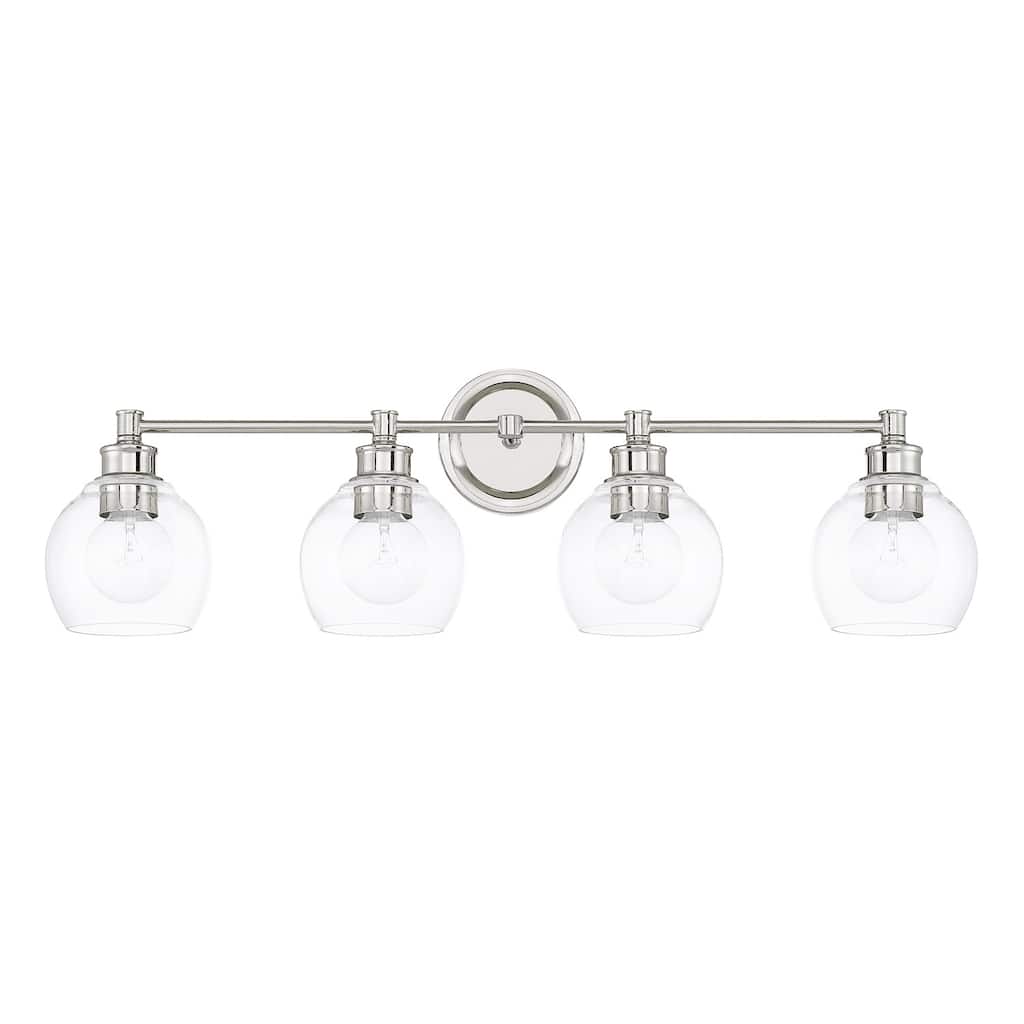 Mid-Century 32-inch 4-light Bath/ Vanity Fixture w/ Clear Glass