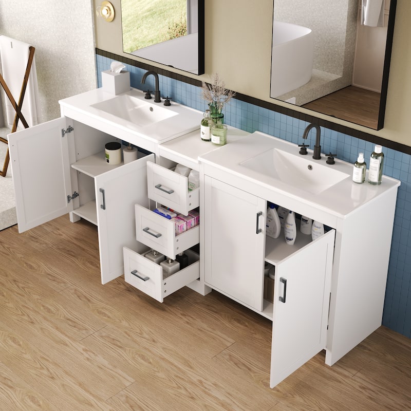 Christopher Knight Home - Vesper Ceramic Dual Sink 84" Vanity