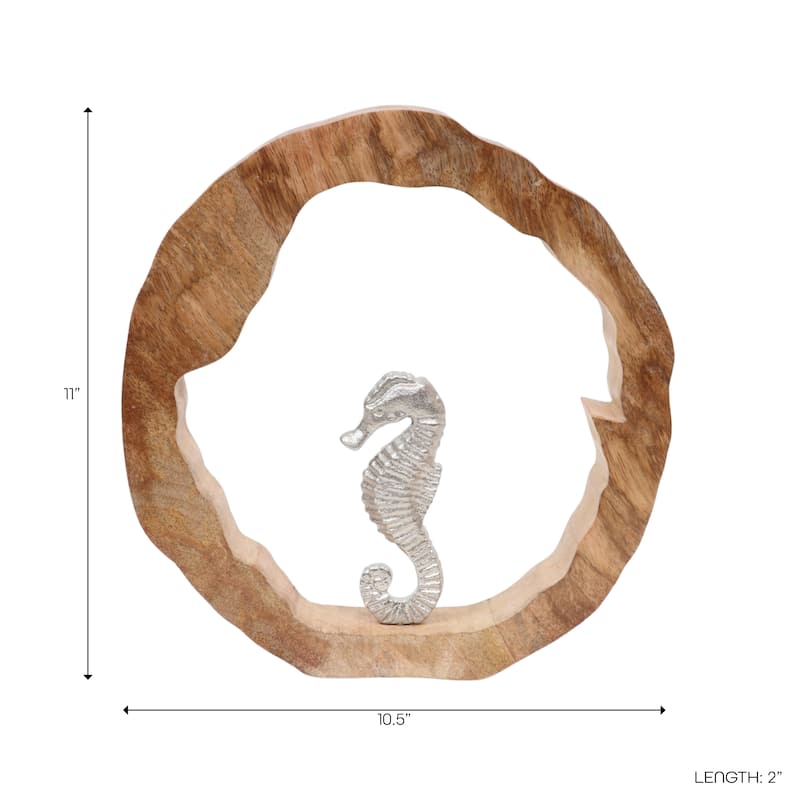 Decorative Figurine on Round Wooden Stand Sculpture