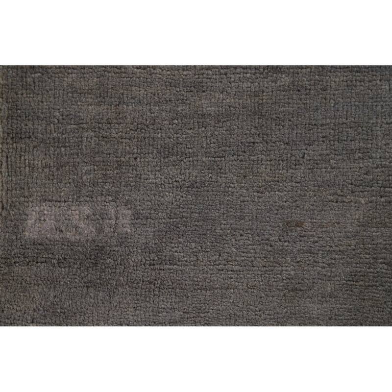 Gray Gabbeh Modern Rug Handmade Wool Carpet - 3'5" x 4'11"