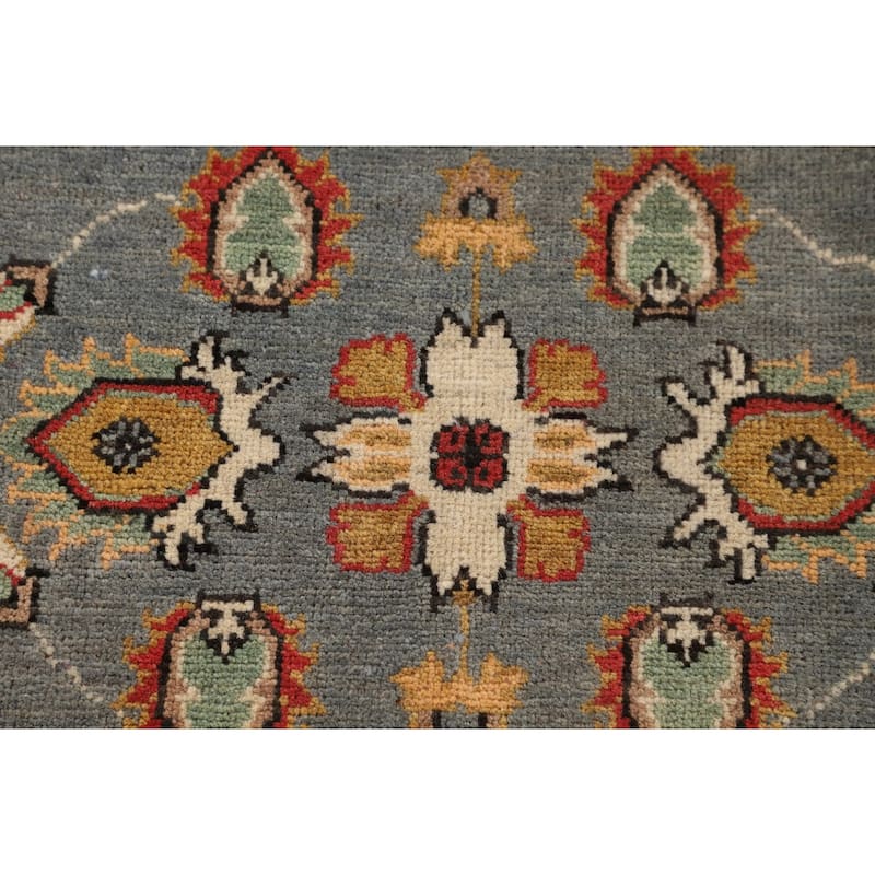 Floral Gray Oushak Accent Rug Handmade Wool Carpet - 3'2" x 4'11"