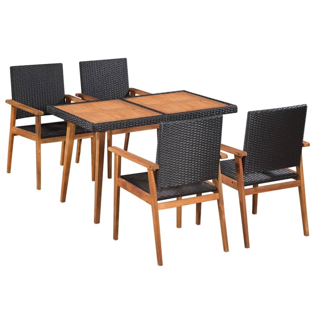 Vidaxl Solid Wood Outdoor Dining Set 5 Pieces Poly Rattan Outdoor Dining Set 5 Pieces Poly Rattan