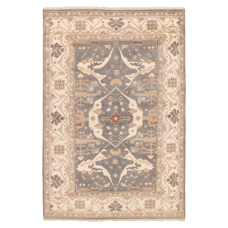 ECARPETGALLERY Hand-knotted Royal Oushak Dark Grey Wool Rug - 6'1 x 9'0 - Dark Grey - 6'1 x 9'0