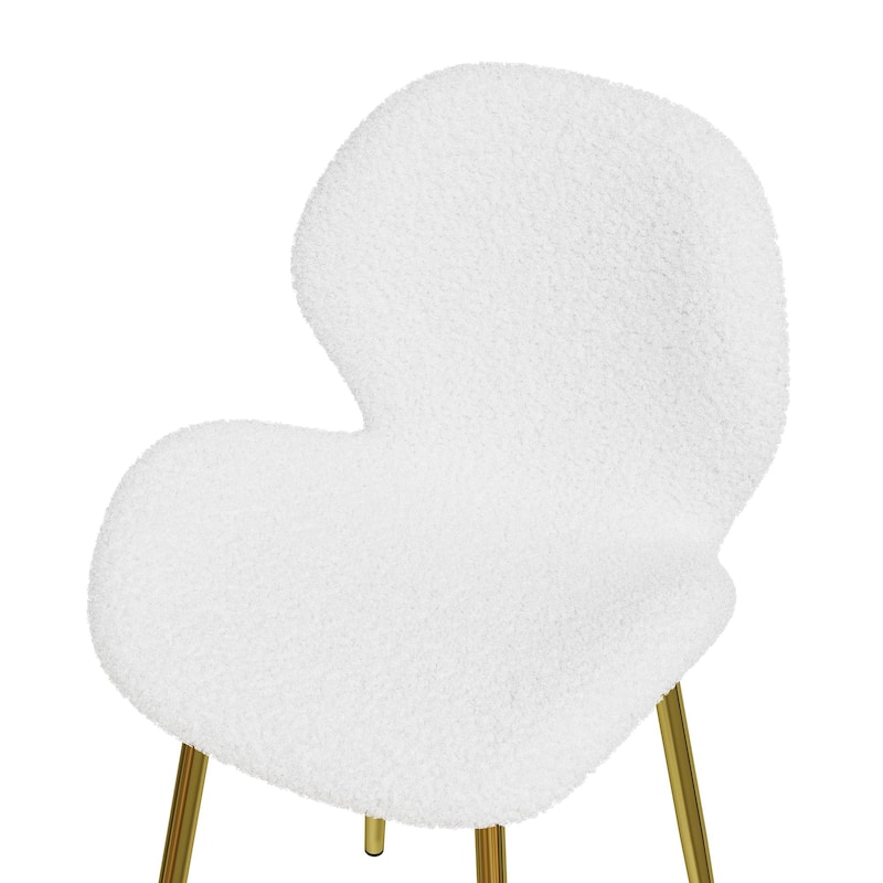 Teddy Dining Chairs Set of 2, Armless Accent Side Chair with Metal Legs and Shell Shaped Backrest for Kitchens