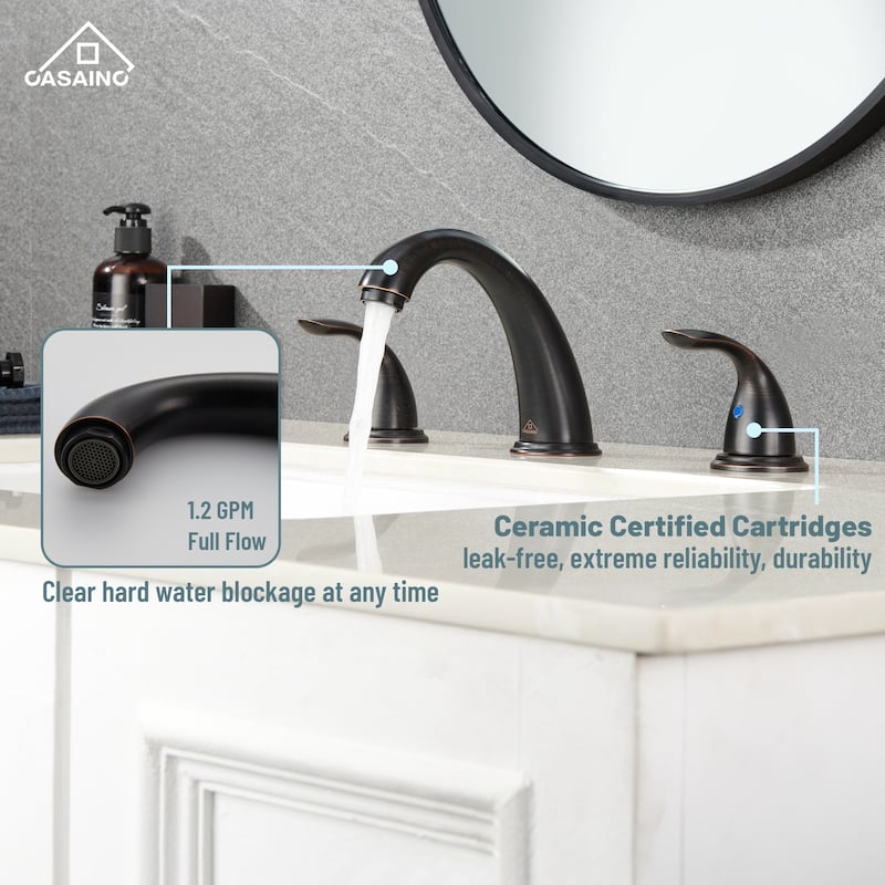 8 in. Widespread Double Handle Bathroom Faucet with Drain Kit Included