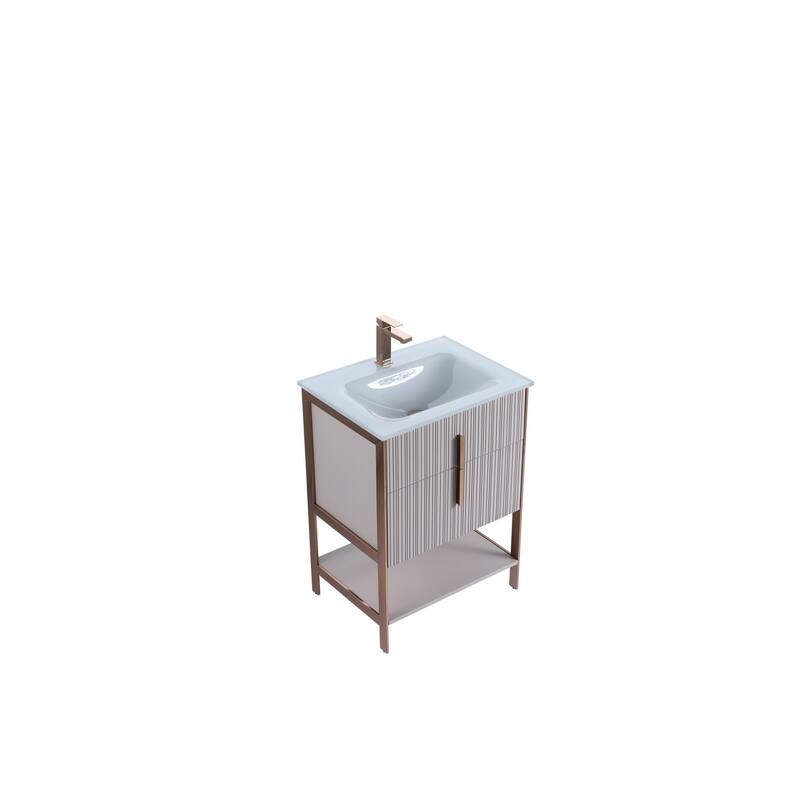 Fine Fixtures Serenity Modern Bathroom Vanity with White Glass Top