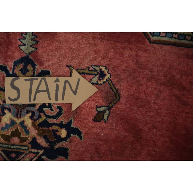 Hand Knotted Oriental 100% Wool Carpet Traditional Medallion Pink Heriz Area Rug - 12' 8'' X 9' 1''