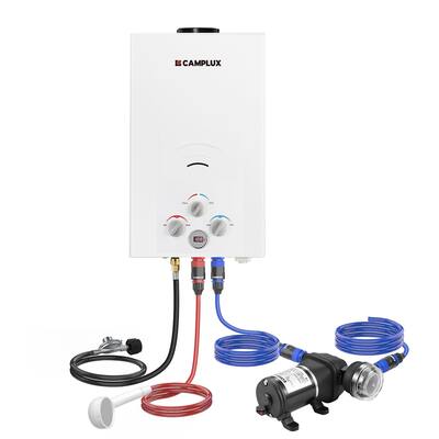 CAMPLUX 2.64 GPM Outdoor Portable Propane Tankless Water Heater with Water Pump Kit