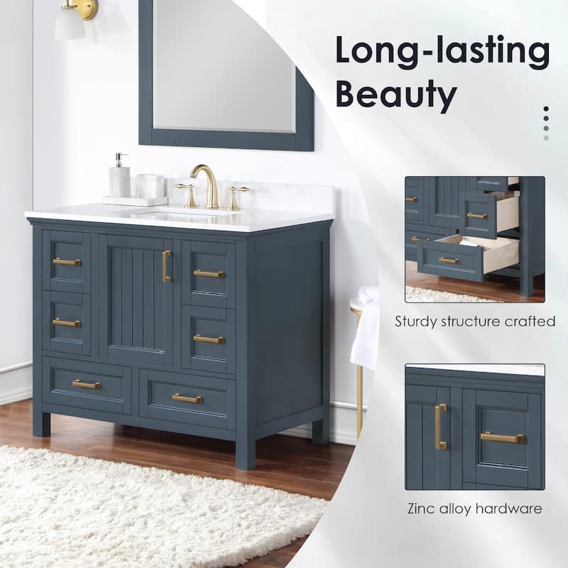 Altair Isla 42" Bathroom Vanity in Classic Blue with Countertop,no Mirror - 42 in.