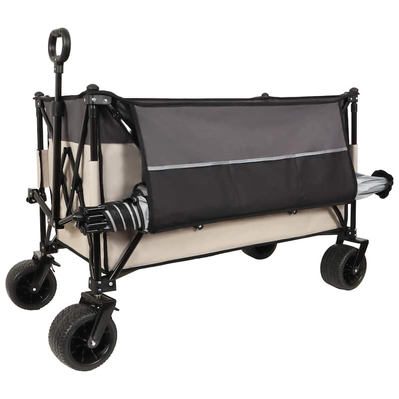 Extra Large 300l Tall Heavy-Duty Folding Wagon Cart With 480lbs Capacity-All-Terrain Wheels,Side Pockets,Brakes & Drink Holders