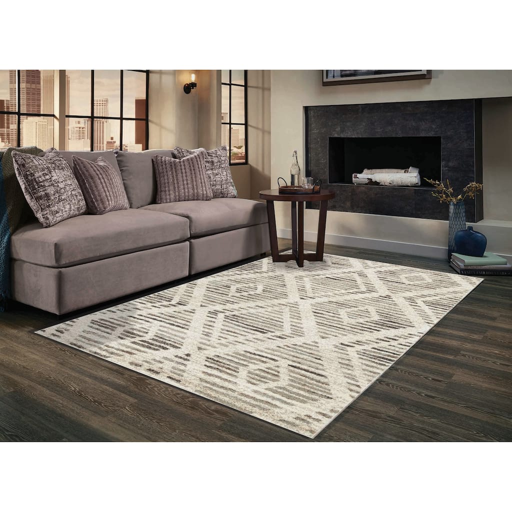 Bora Collection Abstract Geometric Diamond Area Rug