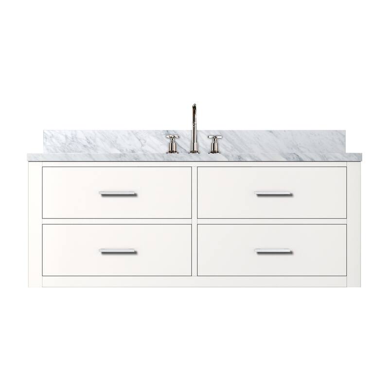 Castor Bath Vanity with Carrara Marble Top, Sink and Faucet