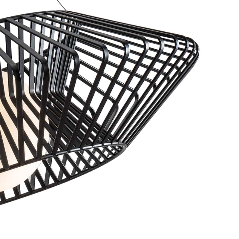 Bibiana 1 Light Black Geometric Metal Glass Shade Pendant Chandelier