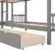 preview thumbnail 12 of 24, Twin Over Twin Size L-Shaped Bunk Bed with 2 Upper Bed and 2 Bottom Beds, Wooden Bunk Bed with Drawers, Ladder and Guardrails