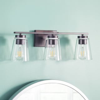 SAFAVIEH Lighting Grezler 3 Light Wall Sconce - Oil Rubbed Bronze/Clear - 26"W x 6"D x 8"H