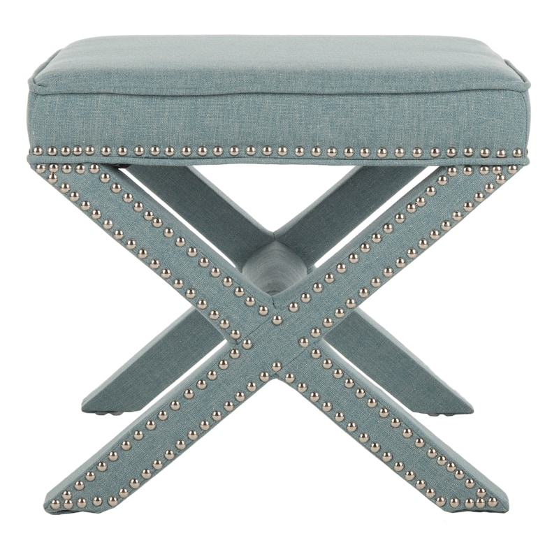 SAFAVIEH Shavonne X-Bench Ottoman - Sky Blue