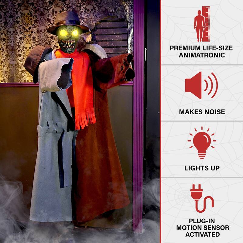 Haunted Hill Farm Animatronic Coatrack Monster by Tekky Halloween Decoration with Motion-Activated Sounds