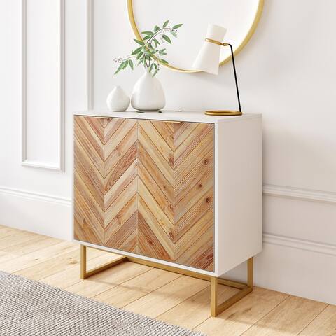 Nathan James Enloe Rustic Doors Metal Base Free Standing Modern Storage Cabinet for Entryway