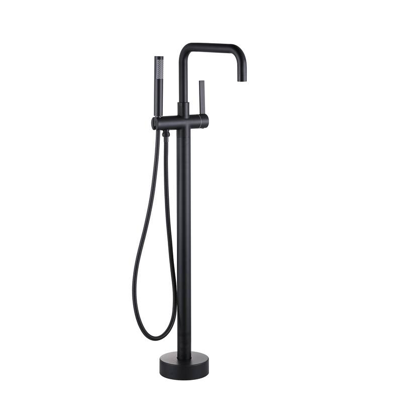 WOWOW Floor Mount Single-Handle Freestanding Tub Faucet - Matte Black