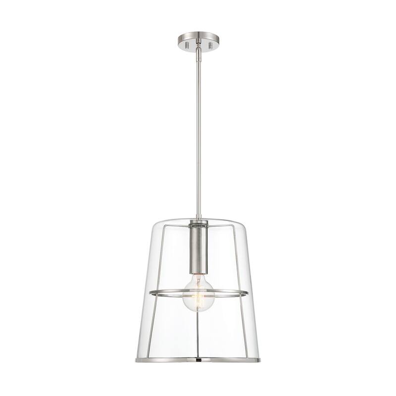 Alonzo 14 in. 1-Light Polished Nickel Transitional Pendant Light