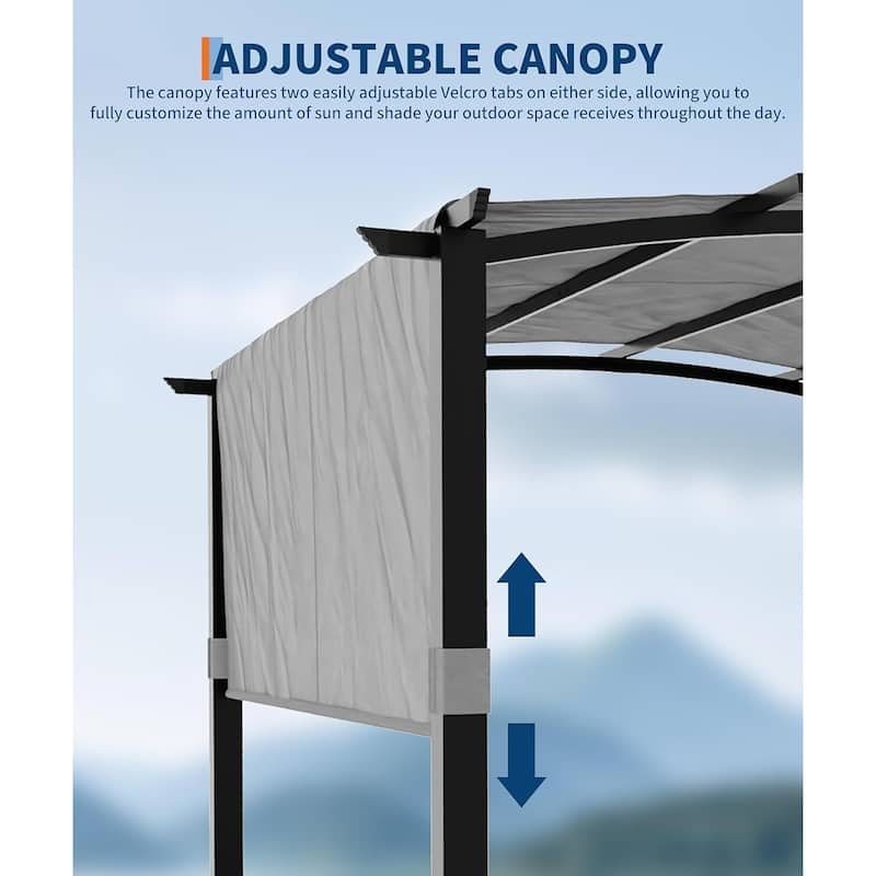10*10FT Iron Arc Flower Stand, Gray Column Khaki