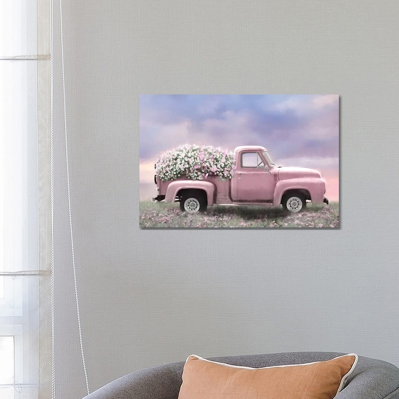 iCanvas "Pink Floral Truck" by Lori Deiter Canvas Print - 18x26x1.5