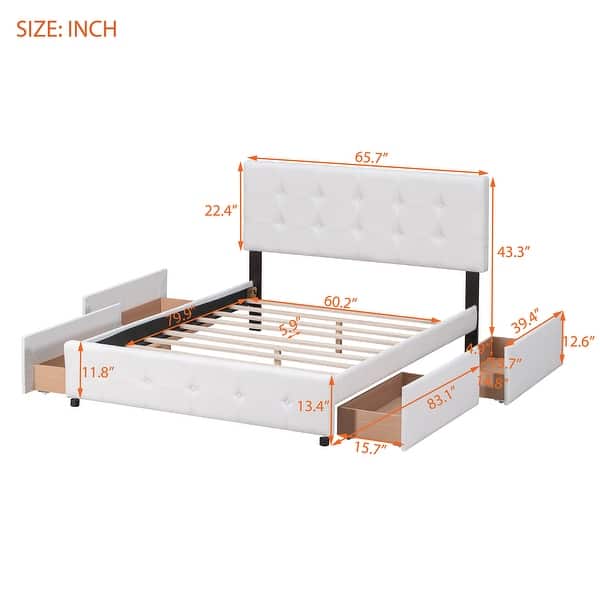 Queen Size Murphy Bed Wall Bed w/ Drawer and a set of Sockets & USB Ports, Pulley Structure Design for Kids Teens Adults, White