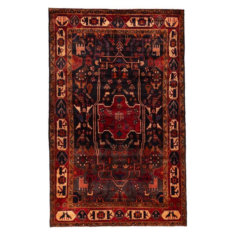 ECARPETGALLERY Hand-knotted Anadol Vintage Black, Red Wool Rug - 5'1 x 8'3