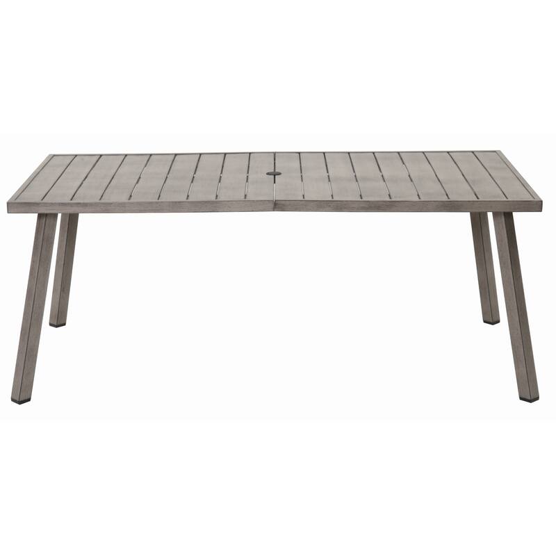 Outdoor Folding Iron Dining Table Weather-Resistant & Space-Saving for Patio Use - Grey
