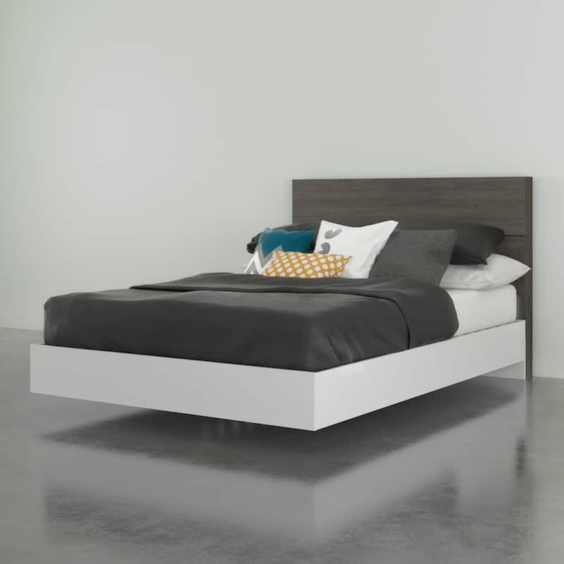 Pure Platform Bed with Headboard, Bark Grey and White