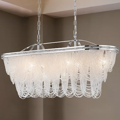 8/ 10-Light Modern Glam Large 3-Tiered Beaded Crystal Chandelier for Living Room