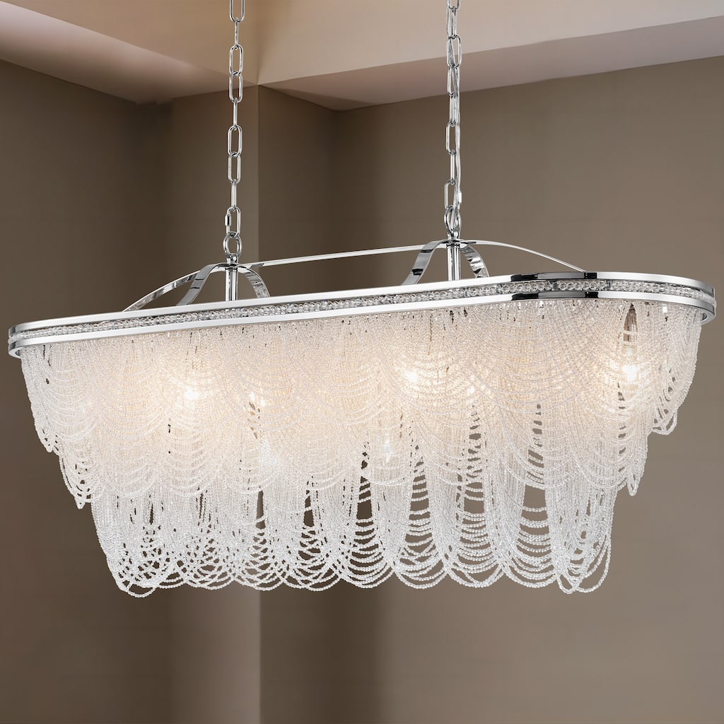 8/ 10-Light Modern Glam Large 3-Tiered Beaded Crystal Chandelier for Living Room