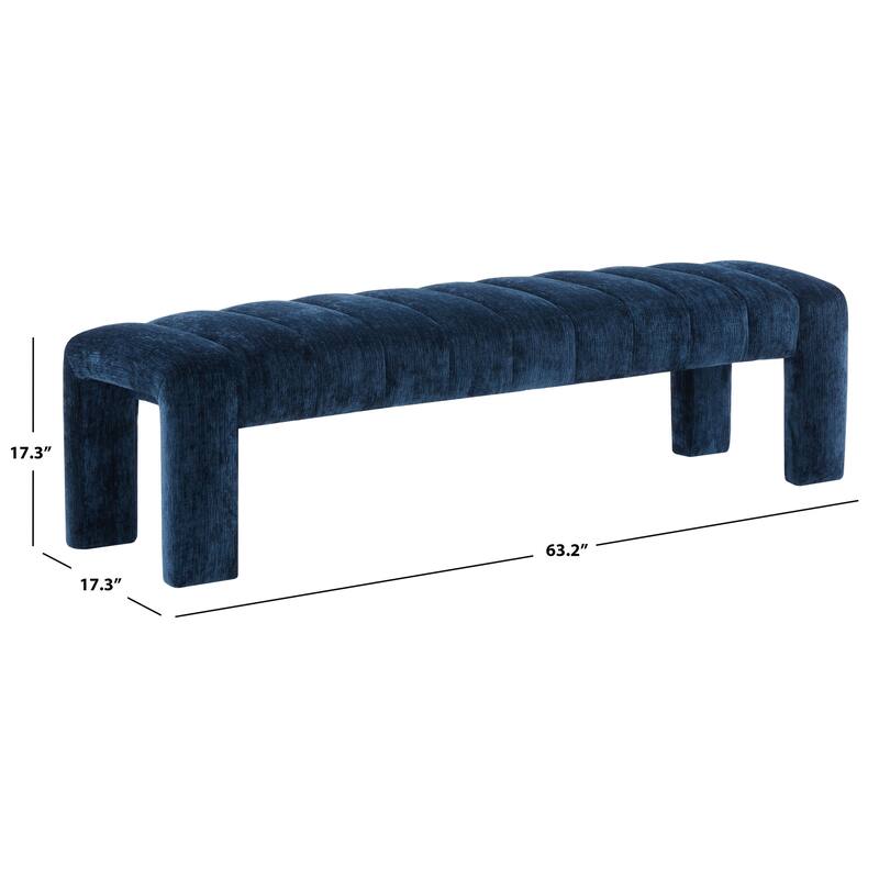 SAFAVIEH Couture Bellisima Channel Tufted Bench, Fully Assembled - 63"W x 17"D x 17"H
