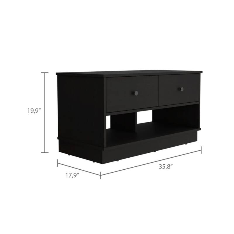 Shoe Cabinet Storage Bench Storage Bench with Open Shelves and Drawers - 35.8"W X 17.9"D X 19.9"H