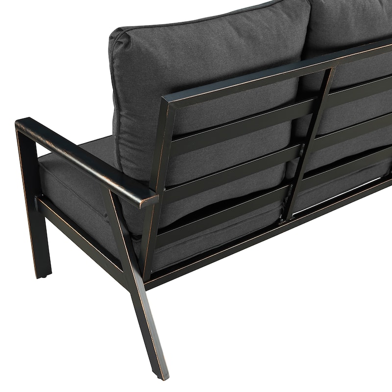 Black Aluminum Deep Seating Deep Seating Loveseat with Cushions