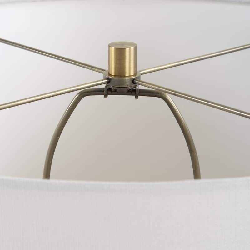 Transparent Glass Table Lamp with Tapered Shade - 34.5" - Brass Finish