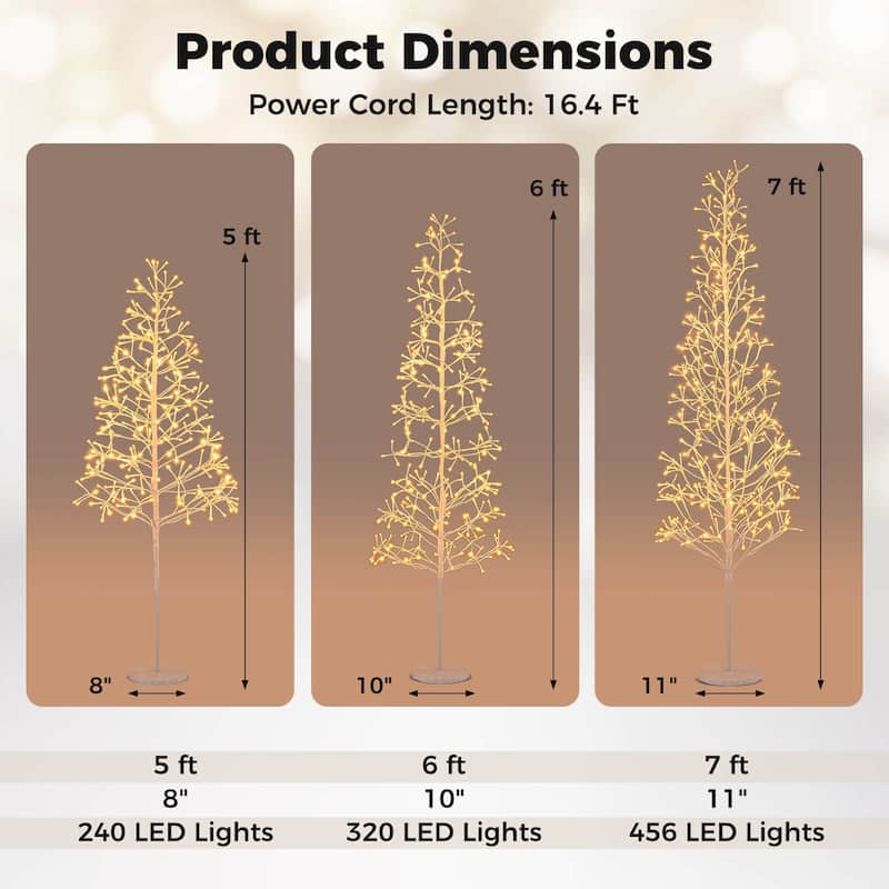 Costway 6 FT Lighted Birch Tree with 320 White Light LED Lights - See Details