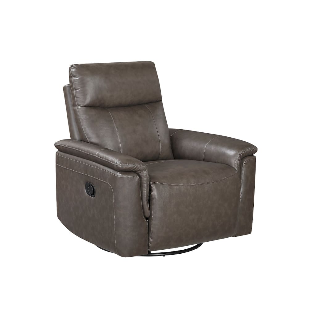 Jen Manual Swivel Glider Reclining Chair, Dark Brown Top Grain Leather