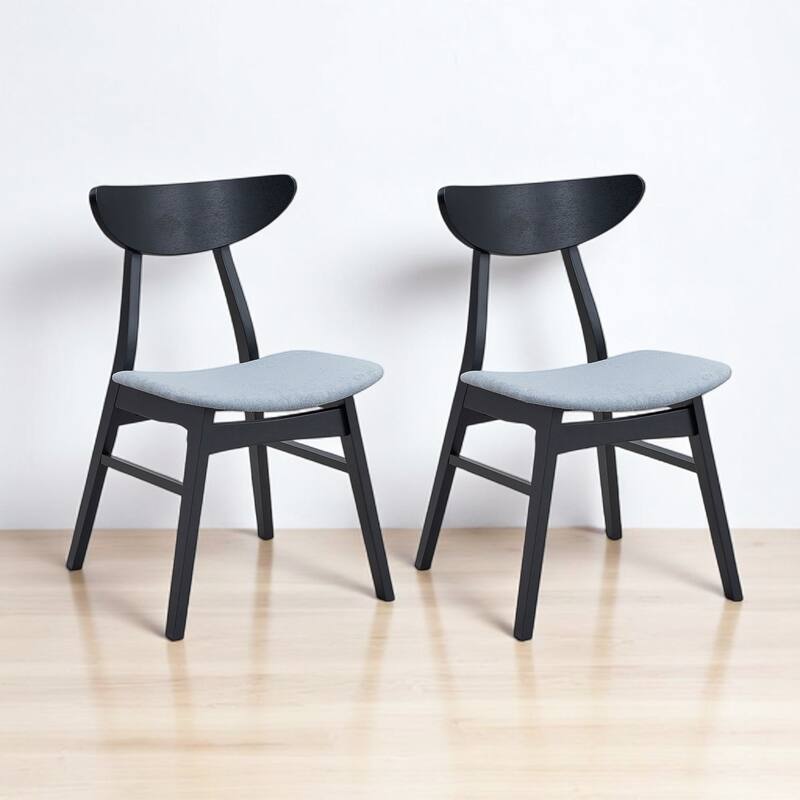 5-Piece Square Dining Table Set for 4, Solid Wood Legs, Upholstered Chairs, Modern Space-Saving Kitchen Furniture, Easy Assembly