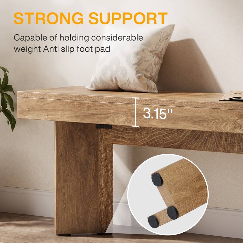 Wood Entryway Bench, Long Indoor End of Bed Bench, Bedroom Hallway Foyer Accent Seat Bench